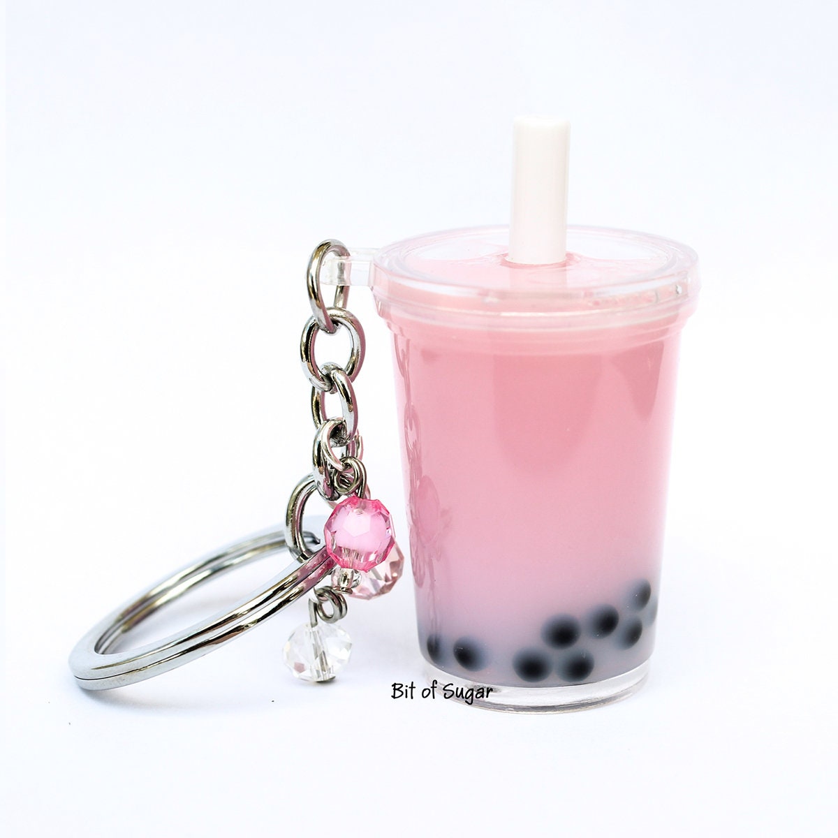 Pink Boba Bubble Tea Drink Keychain Cute Kawaii Miniature | Etsy