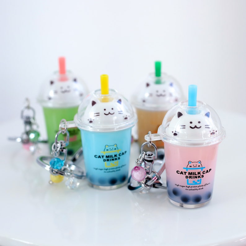 Kawaii Boba Keychain Bubble Tea Charm Miniature Boba Etsy