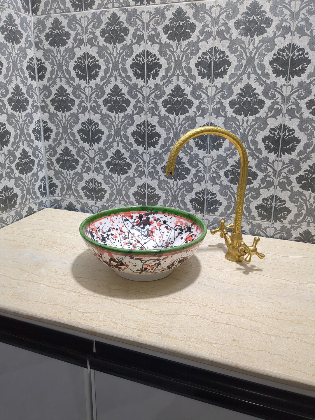 Handmade Ceramic Sink | Color Splash Moroccan Basin | Artistic Bathroom ...