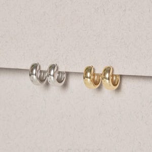 Srebrne kolczyki-koła Chunky Huggie Hoop | 8 mm | Klasyczne kolczyki-koła Clicker | Odważny minimalizm | Biżuteria na prezent