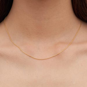 Gold Round Snake Chain Necklace | 40cm Smooth Snake Chain | 18K Gold Plated Necklace | Sleek Minimalist Jewellery | Layering Chain