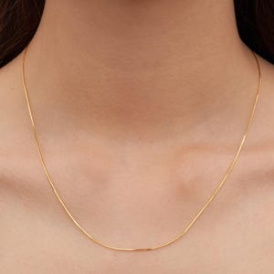 Gold Square Snake Chain Necklace | 40cm Flat Snake Chain | 18K Gold Plated Necklace | Minimalist Chain | Statement Layering Necklace