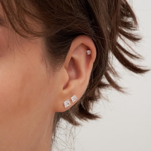 Sterling Silver CZ Stud Earrings: Hypoallergenic Ball Back Design