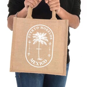 Set of 30 Custom Logo printed jute bag - Classic Jute Shopper Bag - Personalized Burlap Bag - Bridesmaid Gift Bag - Wedding Welcome Bag