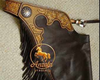 Handpunzierte Leder Rodeo Chaps: Individuelle Western Show Ausrüstung