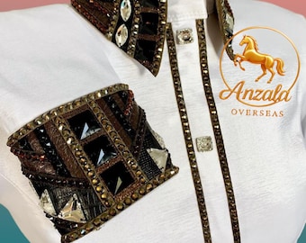 Chaqueta de exhibición ecuestre con cristales de Swarovski en color blanco