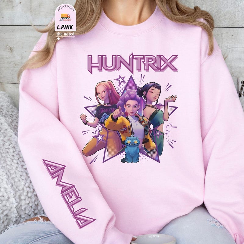 Kpop Demon Hunters Pullover Für Mädchen – Weicher Rundhals-Pulli Mit Huntrix-Druck