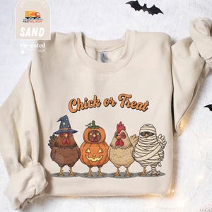 Halloween Chick or Treat Sweatshirt, Halloween Chicken Sweatshirt, Chicken Lovers Shirt, Halloween Funny Chicken Shirt, Ghost Chicken Shirt