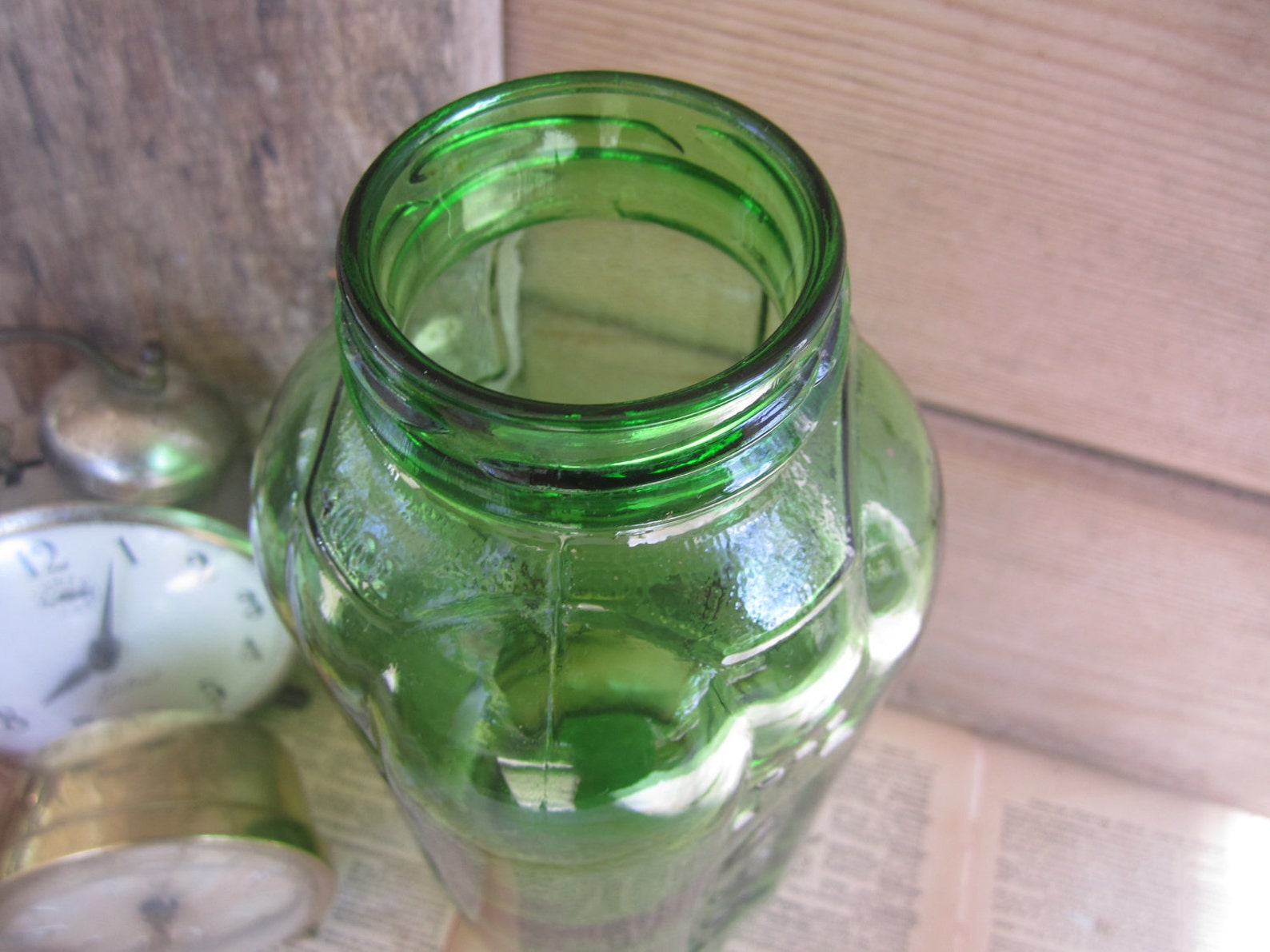 Vintage Green Glass Water & Juice Bottle 40 oz. Etsy