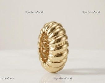 Wave Big Bead Charm Chunky Twisted Croissant Stacking Minimalist Ribbed Fluted Rondelle Pendant Sculptural Jewelry Birthday Gifts For Women