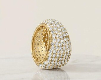 Pave Diamond Dome Bead Gold Full Diamond Charm Sparkly Large Hole Bead Luxury Modern Statement Jewelry Component Designer Necklace Bead