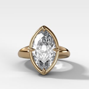 Diamond Engagement Ring Marquise Shaped Lab Grown Diamond Proposal Anniversary Ring Bezel Set 4 Carat Diamond Solitaire Wedding Ring