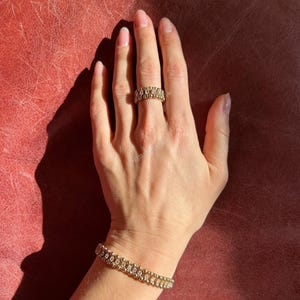 Unique diamond gold bead bracelet in 14k solid gold, dual chain minimalist stacking bracelet