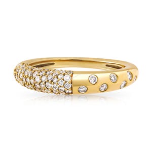 Kupoldiamantring Modern statementring Unik stapelring Elegant bubbelguld Signetring Handgjord 14K 18K äkta gult guld