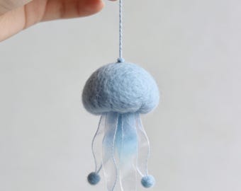 Wełniana dekoracja meduzy ręcznie filcowana zwierzęta morskie do pokoju dziecka prezent na baby shower ozdoba świąteczna ośmiornica żółw