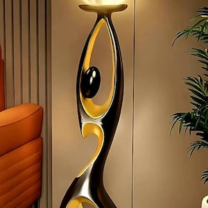 Modern LED Sculpture Lamp – Abstract Design with Light Globe