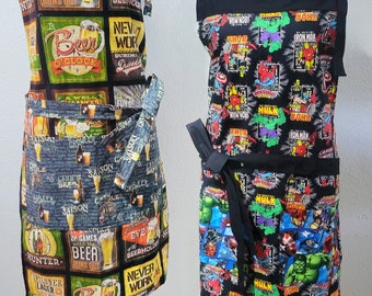 Mens Novelty Apron - Beer, Superheros,or pick your own print