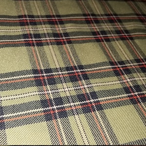 Olive Green Tartan plaid twill fabric - by the yard