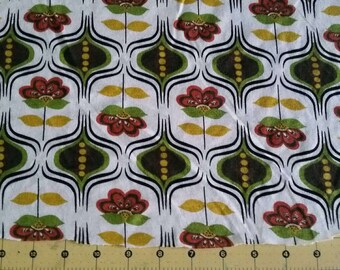Retro floral print jersey knit Fabric - by the yard