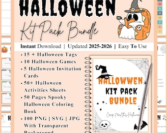 Spooky Halloween Activity Bundle: Games, Coloring Pages, Tags (Digital Download)