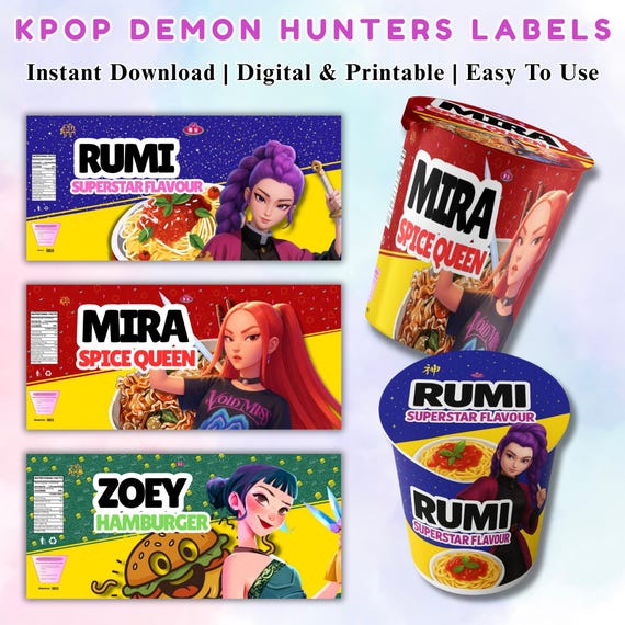 Kpop Cup Noodle Labels, Spicy Ramen Anime Gift (digital Download