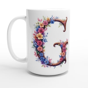 Taza de cerámica de 15 oz con el alfabeto - Letra G