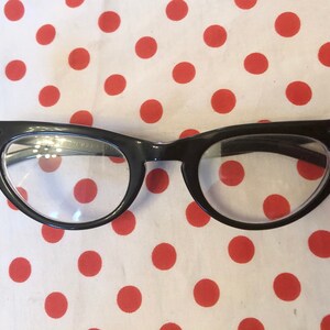 Elegant vintage 50's cat eye glasses frames reading black clear lucite bombshell pin up