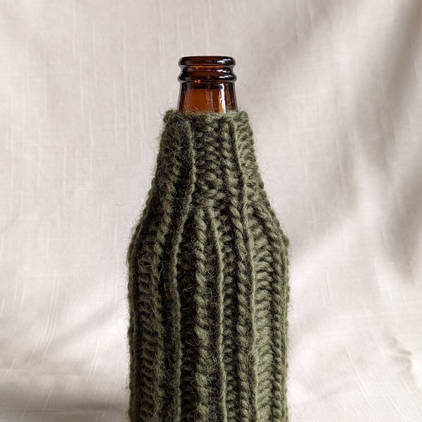 Knit Beer Bottle Sleeve 100% Wool (Made to Order)