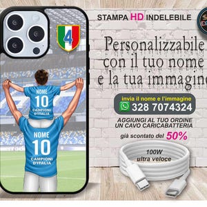 Cover cellulare personalizzata papà & figlio con il nome calcio Napoli per modelli xiaomi redmi poco stampa indelebile risoluzione HD