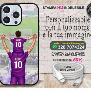 Cover cellulare magnetica con magsafe personalizzata con nome papà & figlio fiorentina per iphone XS XR 11 12 mini 13 14 15 16 Max stampa HD