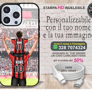 Cover cellulare magnetica con magsafe personalizzata con nome papà & figlio milan per iphone XS XR 11 12 mini 13 14 15 16 Max stampa HD