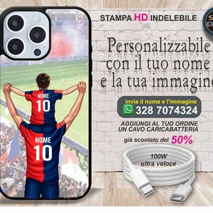 Cover cellulare personalizzata papà & figlio con il nome calcio cagliari rossoblu per modelli Samsung con stampa indelebile risoluzione HD