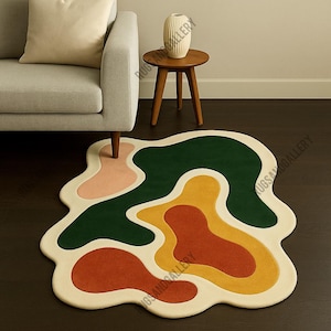 Irregular abstract multicolour Handmade tufted rugs for living room dining room bedroom kids room woolen rugs contemporary rug geometric rug