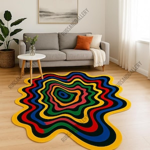 Irregular abstract multicolour Handmade tufted rugs for living room dining room bedroom kids room woolen rugs contemporary rug geometric rug