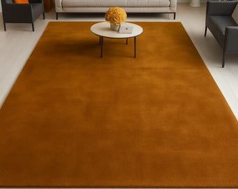 Hand Tufted Rug Solid Orange Wool Area Rug For Living Room Bedroom Kitchen Nursery Entryway Office 5X8 8X10 9X12 10X14 11x14 Custom Rug