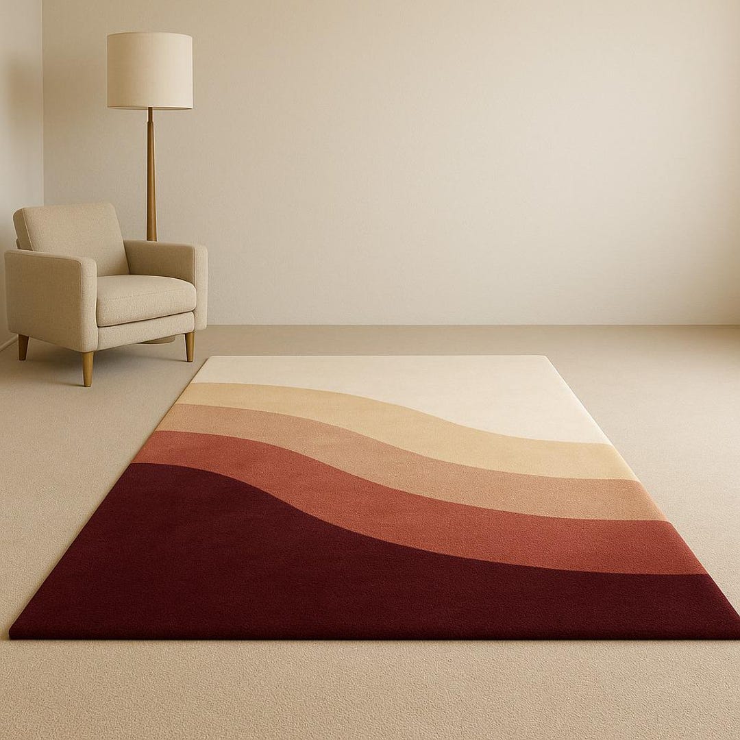 Sunset Gradient Rug | Modern Wavy Ombre Area Carpet for Living Room ...