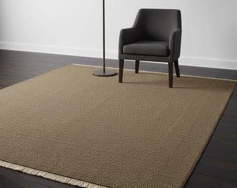 Loop Textured Warm Olive Taupe Handloom Wool Rug Solid Minimalist Area Carpet Modern Scandinavian Neutral Living Room Custom Size Rug 8x10