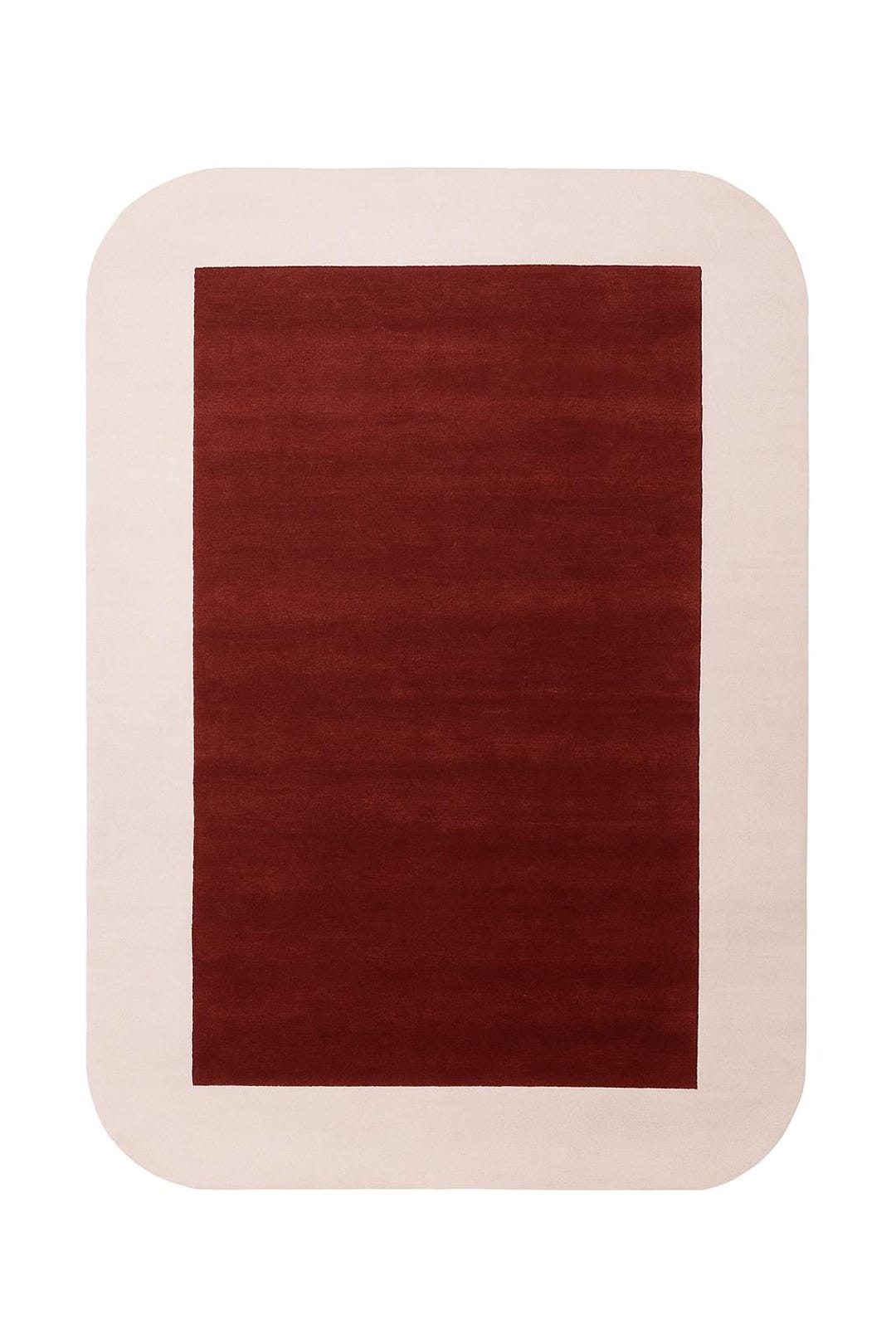 Modern Minimalist Hand Tufted Rug – Maroon and Cream Border Carpet ...
