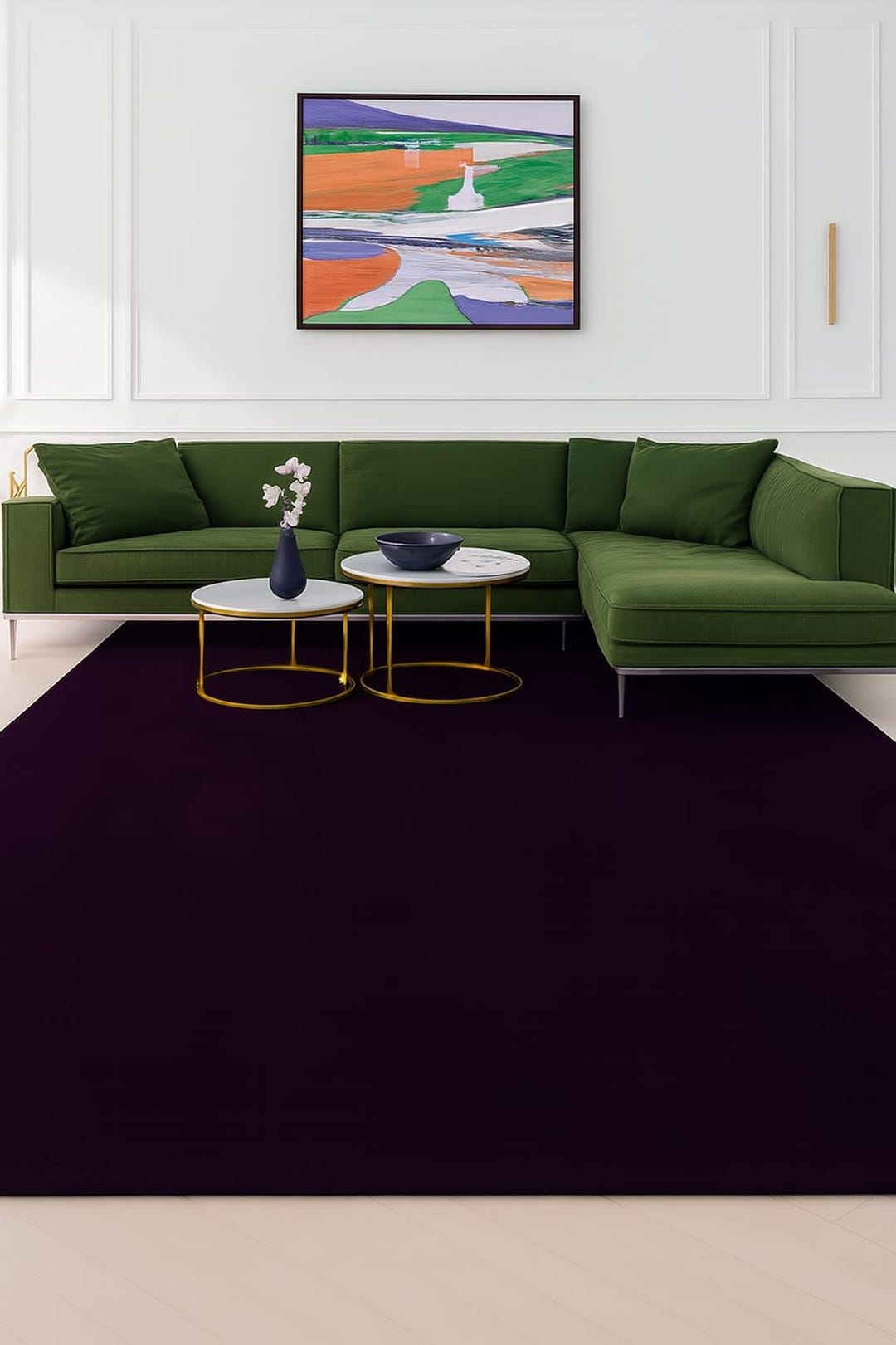 Deep Violet Rug Hand Tufted Rug Solid Violet Wool Area Rug for Living Room Bedroom ...