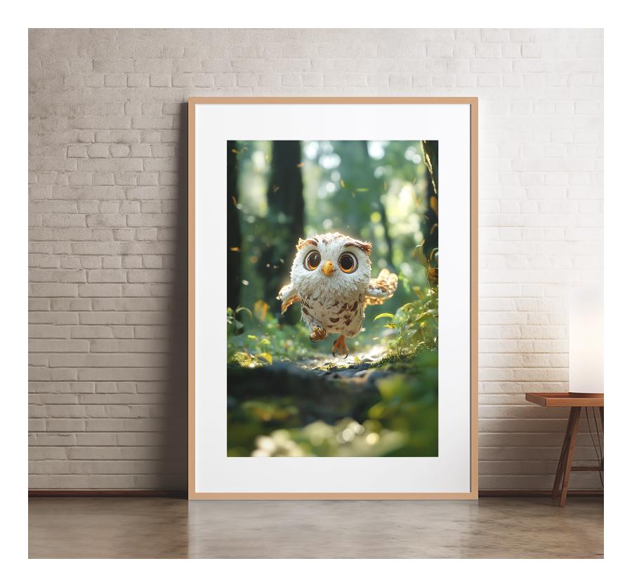 Affiche b&eacute;b&eacute; chouette blanche pour chambre d&rsquo;enfant - Tribu de la For&ecirc;t - 