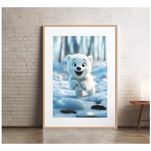 Pôster de bebê urso polar para quarto infantil - Arctic Tribe