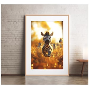 Baby Zebra Poster for Kids Room - Savannah Tribe - Savannah Animal Poster Zebra
