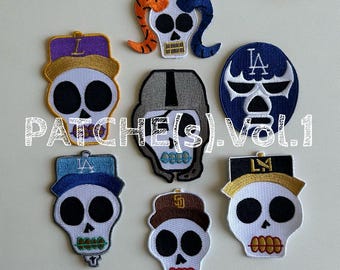Sugar Skull Sports Team Patch: Los Angeles Embroidered Iron-On