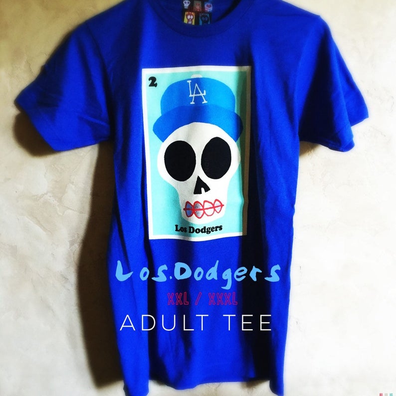 Adult 2x /& 3x Los Dodgers Unisex Royal Blue Sugar Skull Tee