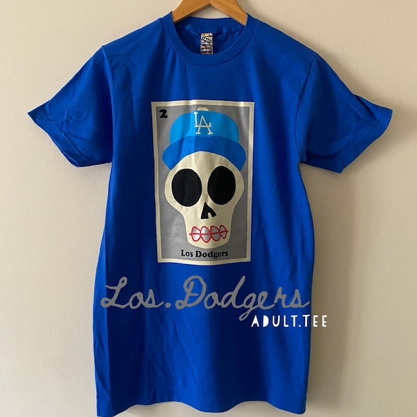 Adult "Los Dodgers" Royal Blue Sugar Skull Tee's