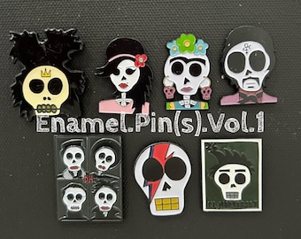 Sugar Skull Soft Enamel Pin: Black Metal Jacket Pin