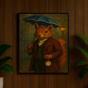 Volume One: The Woodland Gentry Collection — Squirrel Victorian Digital Portrait | Viscount Nutters Printable Art
