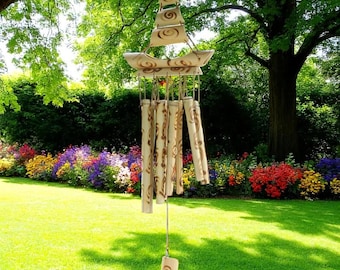 Handmade Bamboo Wind Chime – Natural Relaxing Design for Garden or Balcony, Available in Various Colors