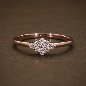 14kt Gold Lab Diamond Cluster Ring Pinky Diamond Ring For Her Dainty Gold Ring Minimalist Everyday Ring Birthday Gift Tiny Anniversary Ring