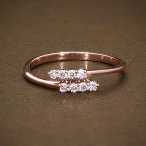 14k Gold Minimalist Bypass Ring Lab Diamond Knuckle Cuff Ring Open Wrap Adjustable Ring Cross Over Thine Engagement Ring Spiral Cuff Ring